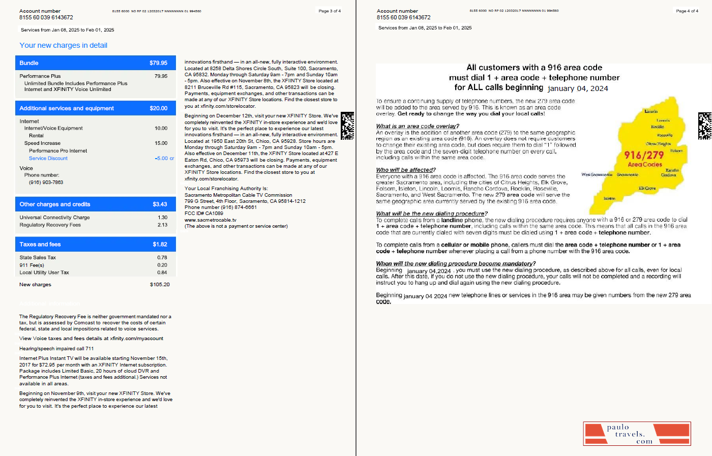 USA Xfinity utility bill template in Word and PDF formats, 4 pages, version 3, 3 4 pages